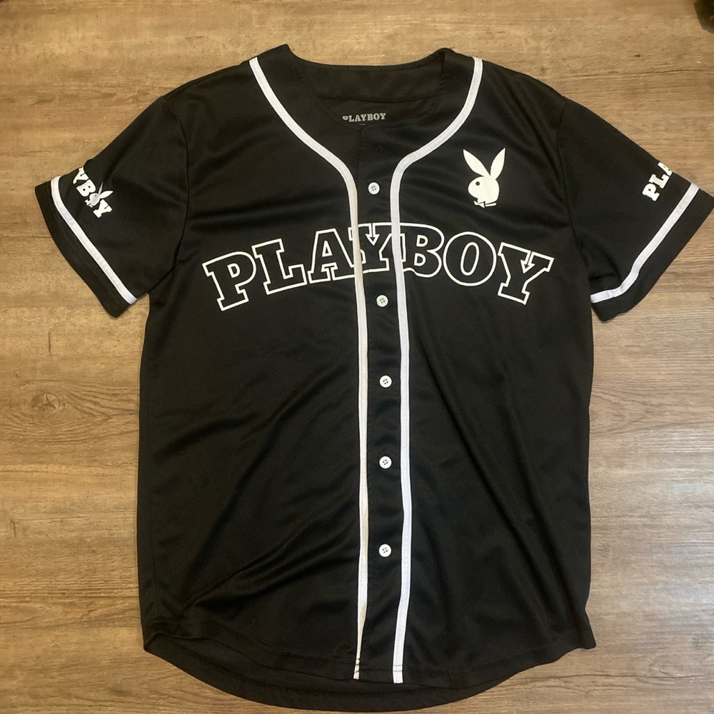 Playboy Black and White Button-Up Jersey